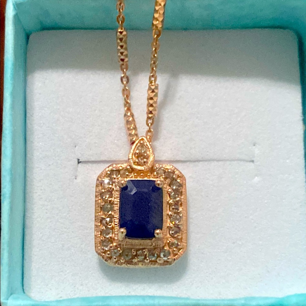1.40ctw Kanchanaburi Sapphire Diamond Necklace